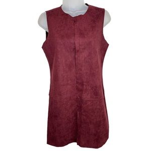 MAAC London Dress Womens Sleeveless Suede Like Knee Length Soft Burgundy 6